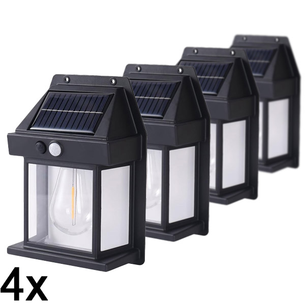 4x Vonkajšie solárne senzorové svetlo pohybu | FLUXLAMP